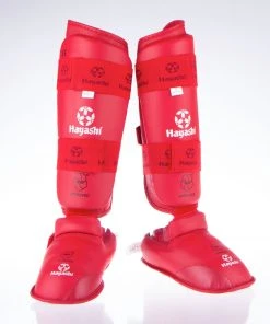 Hayashi PROTECTION Karate Kickprotector - Instep And Shin WKF - Red, 343-4N