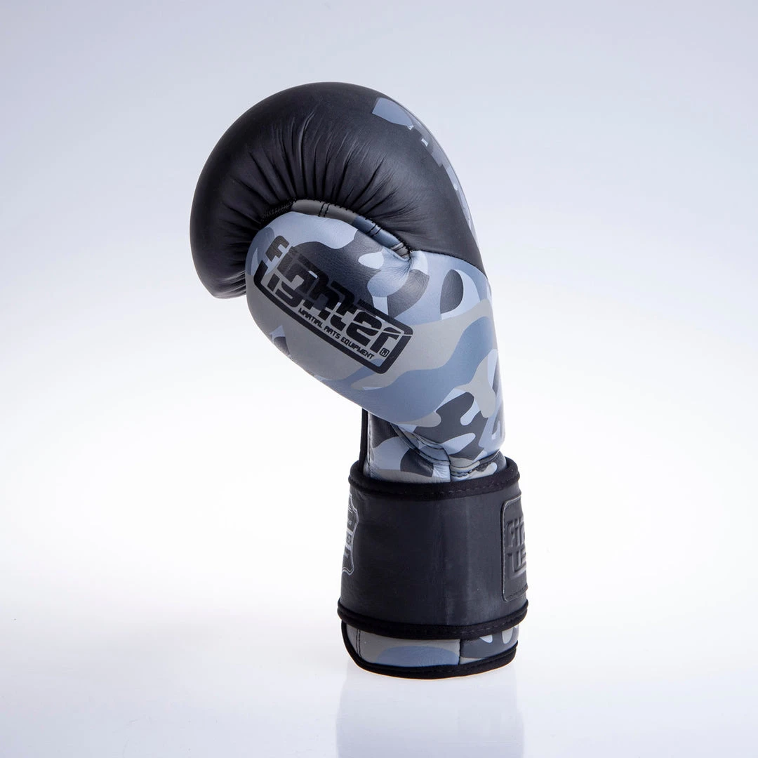 Fighter Boxing Gloves SPLIT- Gray Camo/black, FBG-001C 12 Fighter Boxing Gloves SPLIT- Gray Camo/black, FBG-001C
