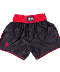 K1 & Thai Shorts Fighter Thai Trunks Bangkok Plain - Black/red, FP01