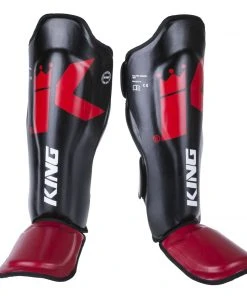 King Pro Boxing Shin Guards - Black/red, KPG-SG-95