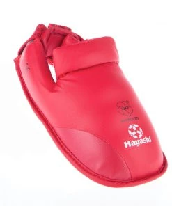 Hayashi PROTECTION Karate Kickprotector - Instep And Shin WKF - Red, 343-4N