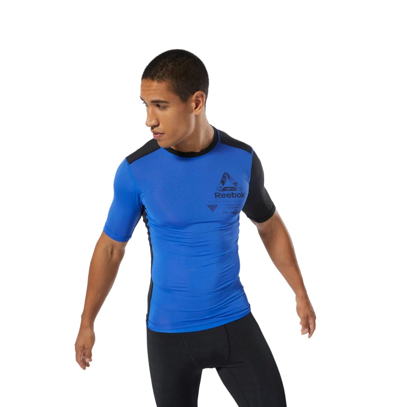 Training T-Shirts Reebok Compression T-shirt - Blue/black, DU3955 4 Training T-Shirts Reebok Compression T-shirt - Blue/black, DU3955