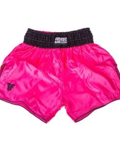 K1 & Thai Shorts Fighter Thai Trunks Bangkok Plain - Pink/black, FP06