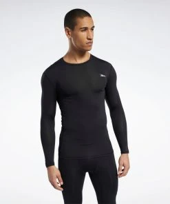 Workout T-Shirts Reebok Wor Compr Lo Sleeve Solid - Black, FP9105