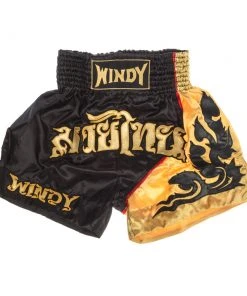 K1 & Thai Shorts Windy Thai Trunks - Black/gold, BSW-02