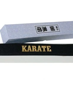 Hayashi Embroidered Karate Black Satin Belt, 058-9 Belts