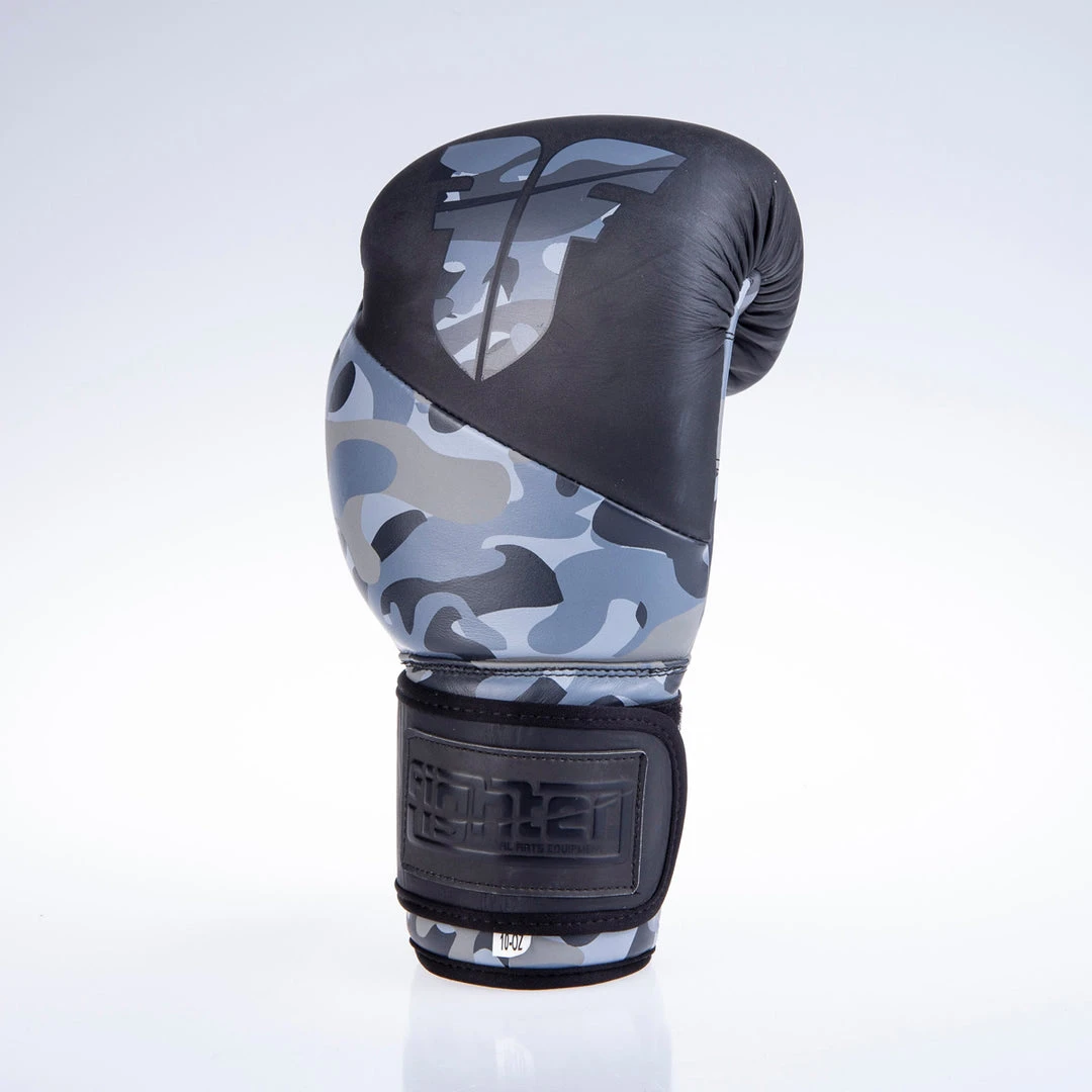 Fighter Boxing Gloves SPLIT- Gray Camo/black, FBG-001C 4 Fighter Boxing Gloves SPLIT- Gray Camo/black, FBG-001C