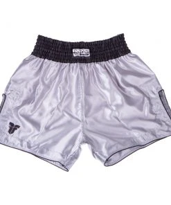 Fighter Thai Trunks Bangkok Plain - Silver/black, FP09