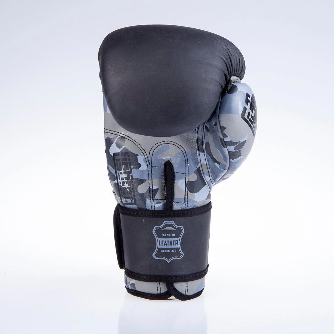 Fighter Boxing Gloves SPLIT- Gray Camo/black, FBG-001C 9 Fighter Boxing Gloves SPLIT- Gray Camo/black, FBG-001C