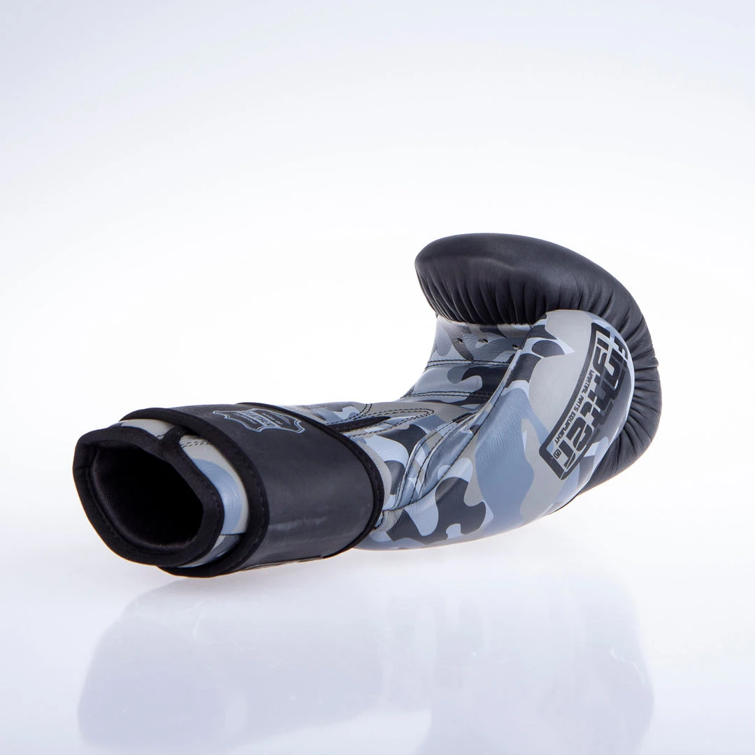 Fighter Boxing Gloves SPLIT- Gray Camo/black, FBG-001C 6 Fighter Boxing Gloves SPLIT- Gray Camo/black, FBG-001C