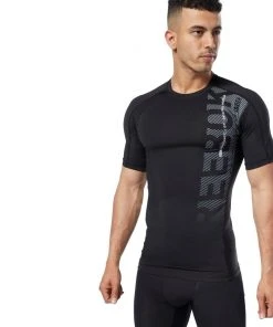 Reebok Training T-Shirts Workout Graphic Compression Tee - Black, EC0960