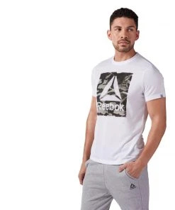 Reebok Camo Logo T-Shirt White, CF3848 T-Shirts